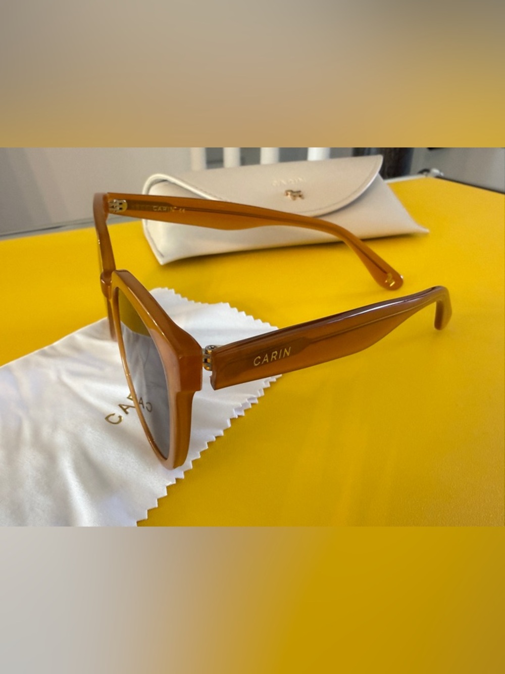 Amber Brown Round Sunglasses for Women - Picture 3 of 6